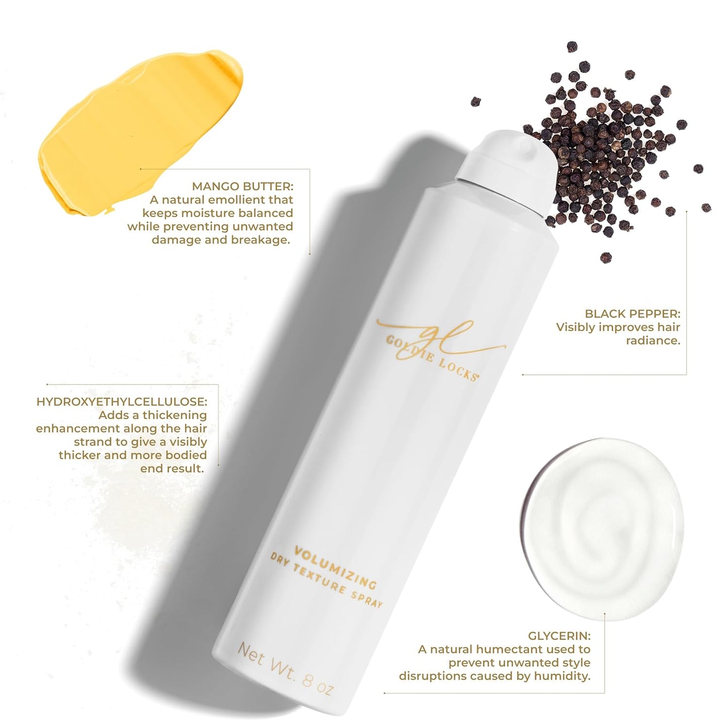 Goldie Locks Travel Size Volumizing Texture Spray - 3.4 fl oz - Instant Volume and Lift - Invisible Matte Finish - Flexible Hold - Safe for Extensions & Color-Treated Hair - Protein-Free