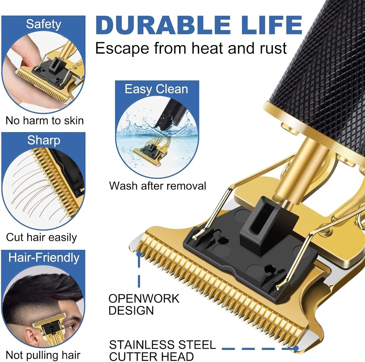 YOGINGO Professional Hair Trimmer for Men, Beard Trimmer Hair Clippers for Men, Cordless Rechargeable Hair Trimmer Metal Body Cutting Grooming Kit,Beard Shaver Barbershop