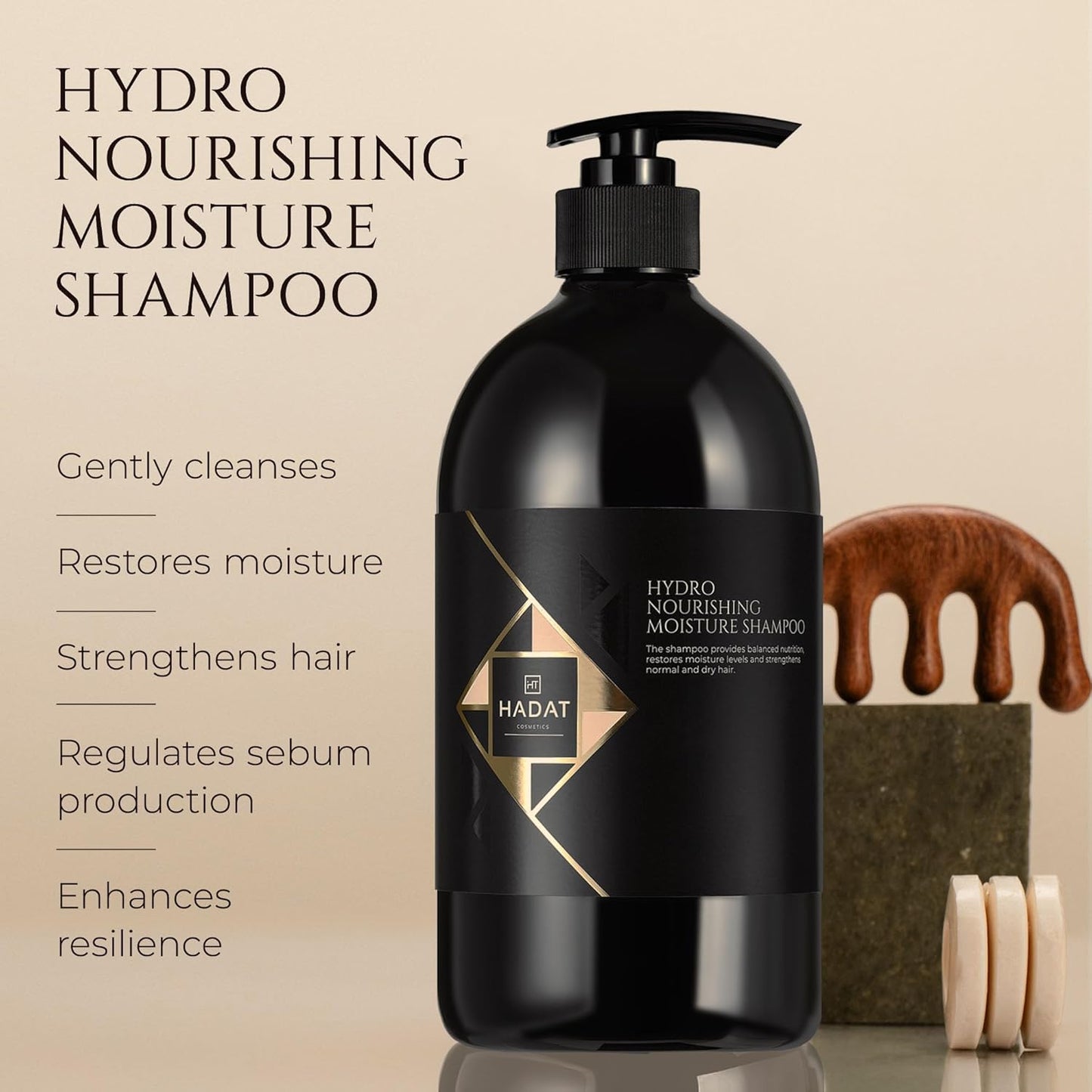 HADAT Hydro Nourishing Moisture Shampoo – Salon-Grade Sulfate-Free, For Dry, Frizzy, or Color-Treated Hair – Deep Hydration, Shine & Smooth Finish – Professional Haircare, 27.05 Fl oz (Pack of 1)