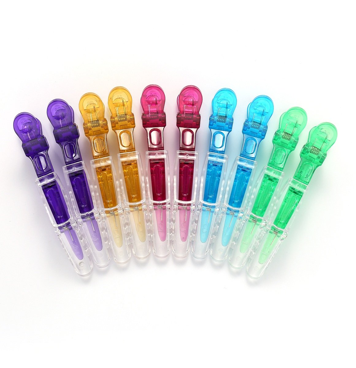 10pcs/set Multicolor Croc Clips Transparent Plastic Hairdresser Clips Hair Styling Sectioning Barrettes Non Slip Alligator Clips Salon DIY Accessories Hairpins for Women and Girls(Multicolor)