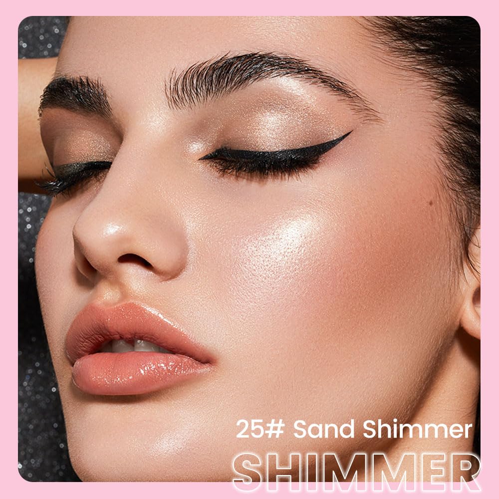 2-in-1 Cream Eyeshadow & Highlighter Stick, Waterproof Champagne Gold Shimmer Eye Shadow Pencil for Women, Long-Lasting Pigmented Makeup, sombras para ojos 21