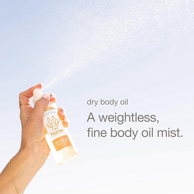 HUME SUPERNATURAL Dry Body Oil Spray - Ultra Hydrating Oil for Dry Skin, Light and Nourishing Body Oils for Women and Men, Long-Lasting Moisture (Amber Woods 2-Pack)