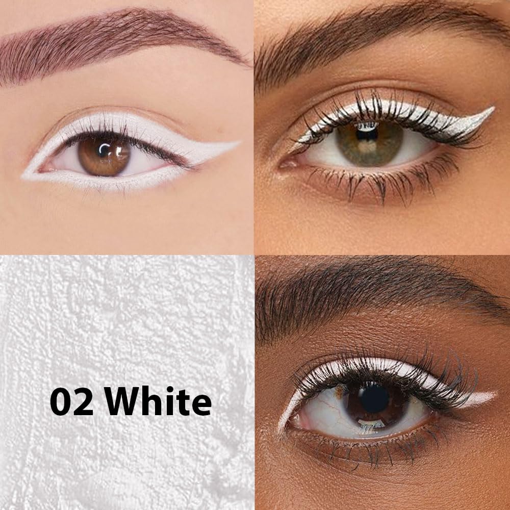 evpct 1Pcs White Color Gel Glitter Eyeliner Pencils Set for Women Waterline Waterproof Smudge Proof lapiz de ojos delineador de ojos contra el agua Eye Liner Makeup,02# White