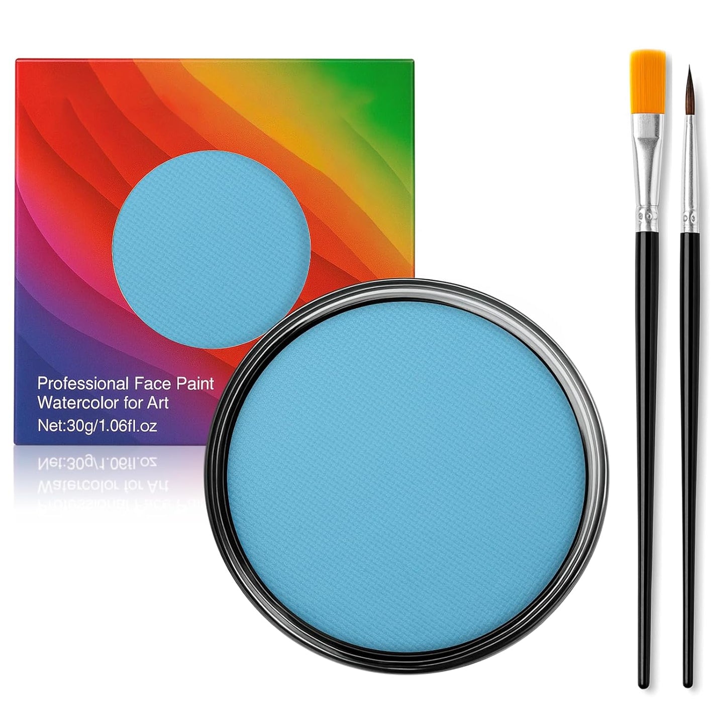 Face Body Paint Kit for Kids & Adults, Non-Toxic Water-Based Professional Face Painting Palette with Brushes for Halloween Clown Goth Vampire SFX Makeup, Art Stage Cosplay Parties, Sky Blue