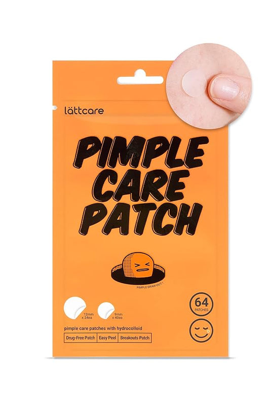 lattcare Pimple Care Patches | Hydrocolloid Acne Patches | Acne Spot Treatment for Blemishes and Zit | Vegan, Cruelty Free Patches | Two Sizes 12mm & 9mm (64 Count)