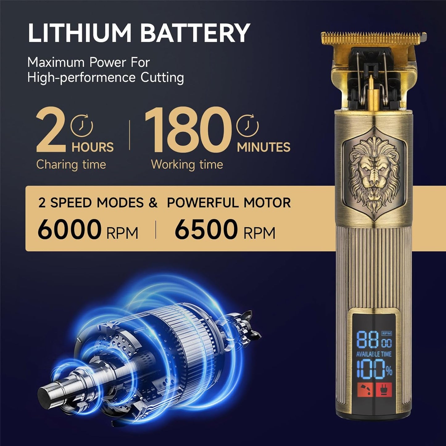 T-Blade Trimmer for Men Professional Hair Clippers Barber Beard Trimme Hair Trimmer with LCD Display T Liners Cordless Zero Gapped Shavers Edgers Clipper for Hair Cutting