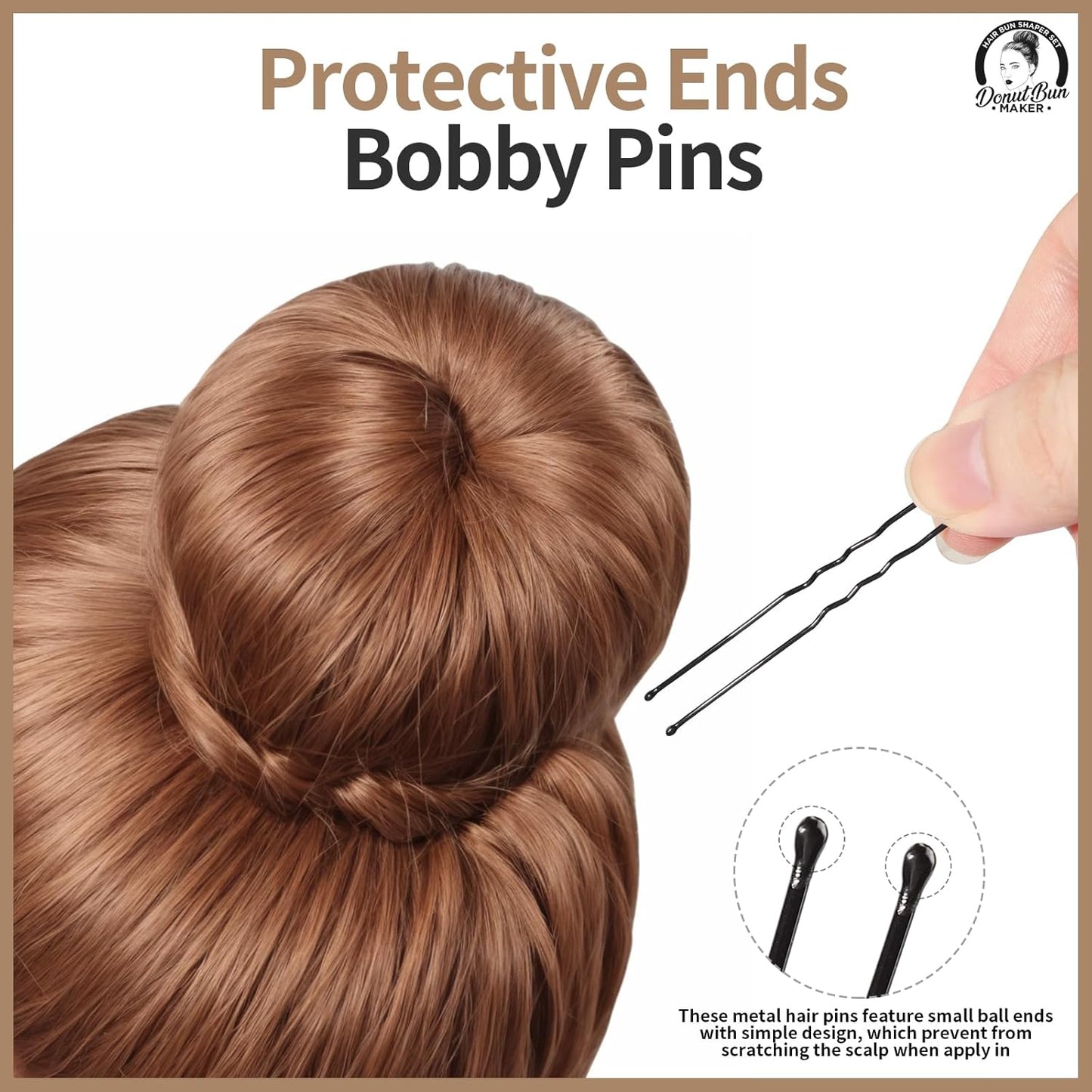 Teenitor Hair Bun, Bun Maker, Hair Donuts for Buns, Ballet Bun Maker for Kids,7pcs, Light Brown