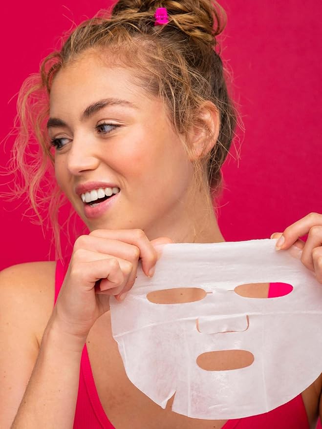 Vitamasques Retinol Pomegranate Face Sheet Mask 7 Pack - Korean Skin Care Facial Mask Rejuvenate & Hydrating Skin Care - Natural & Biodegradable