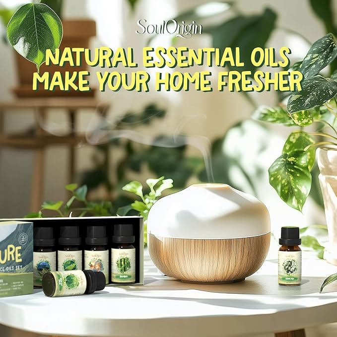 Nature Fragrance Oils Set, Essential Oil Gift Set for Diffuser, Natural Scent Diffuser Oil for Candle Making-Fresh Cut Grass, Mountain Air, Bamboo, Ocean Breeze, Fresh Lotus Leaf, White Tea