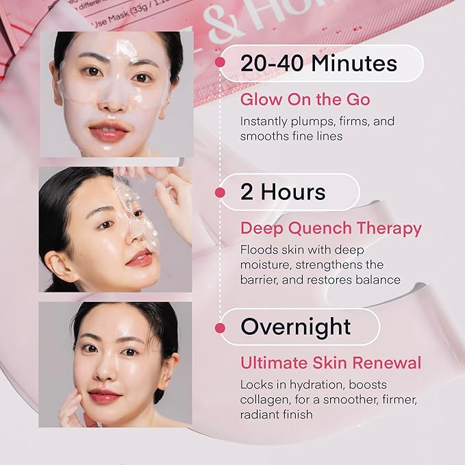 Korean Overnight Collagen Face Mask: Glass Glow Face Mask for Deep Moisturizing, Firming, Glowing – Smallest Molecular Bio Collagen Sleeping Sheet Mask for Glass Glow, Gentle on Sensitive Skin