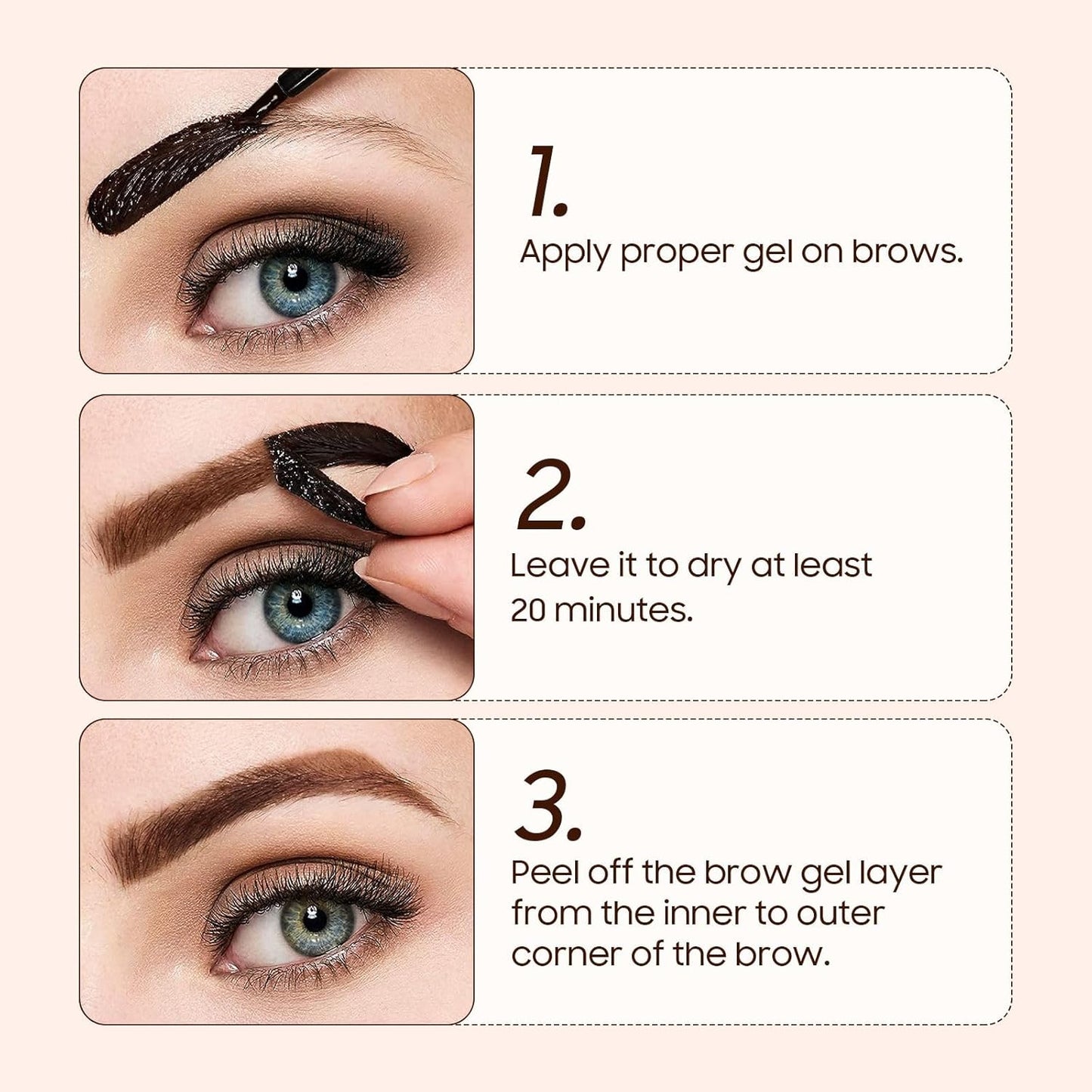 Eyebrow Gel Eyebrow Pencils for Women, Strong-Hold Transfer-proof & Water-Resistant Brow Gel Creates Voluminous-Looking Brows, Vegan & Cruelty-free (Light Brown)