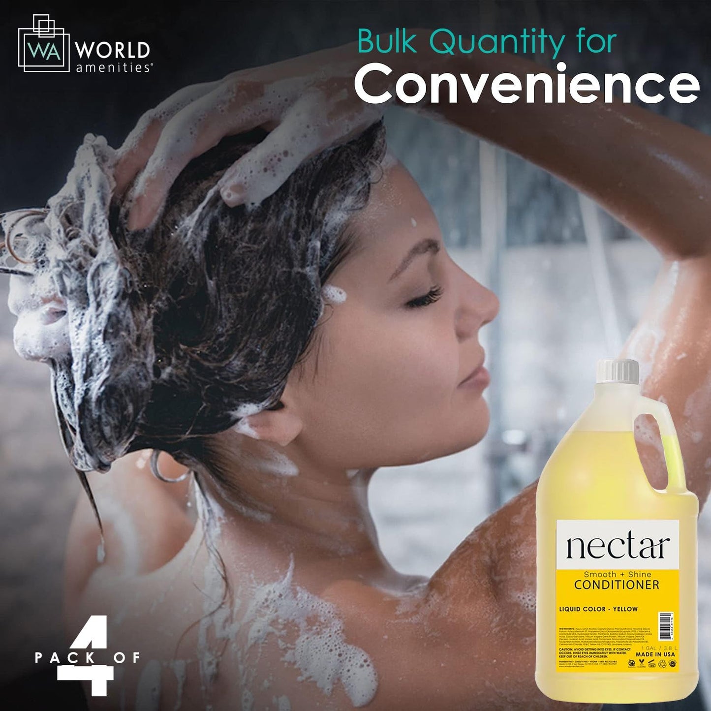 World Amenities - Nectar Conditioner | 1 gallon, 3.8L | Sweet Orange Blossom Scent Refill Bottle With Pump, Hotel Amenities, Airbnb Rentals, Suitable for All Hair Types - 1 Gallon Pack