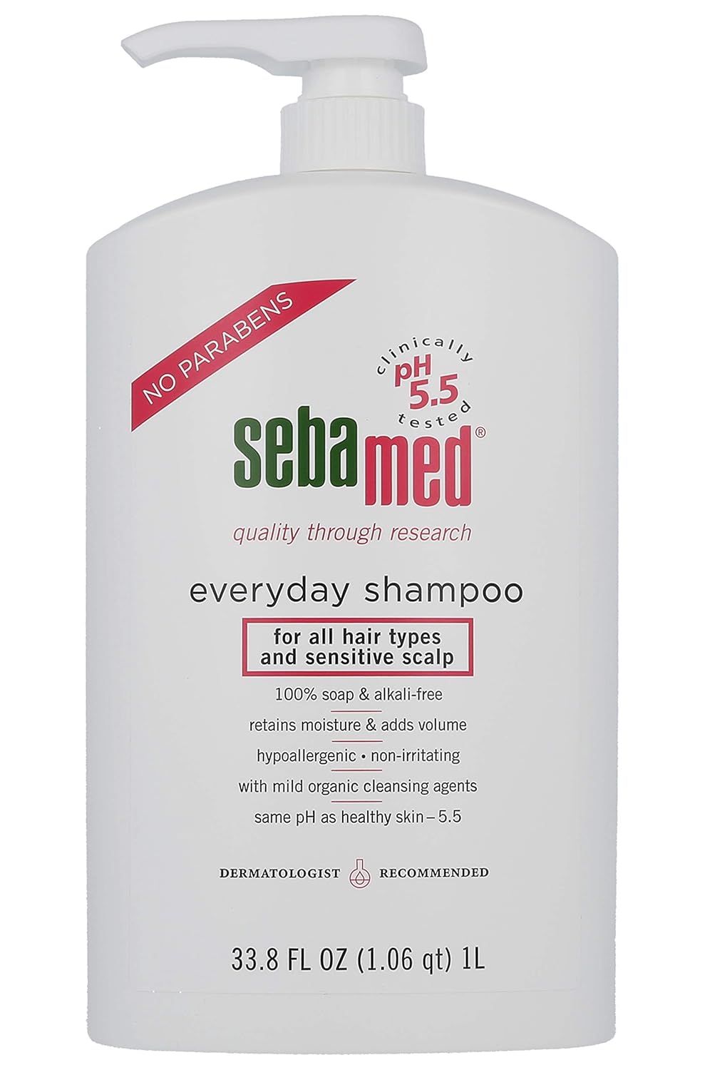 Sebamed Everyday Shampoo for All Hair Types and Sensitive Scalp (1 Liter) and Sebamed Liquid Face & Body Wash (1 Liter) Value Bundle Pack