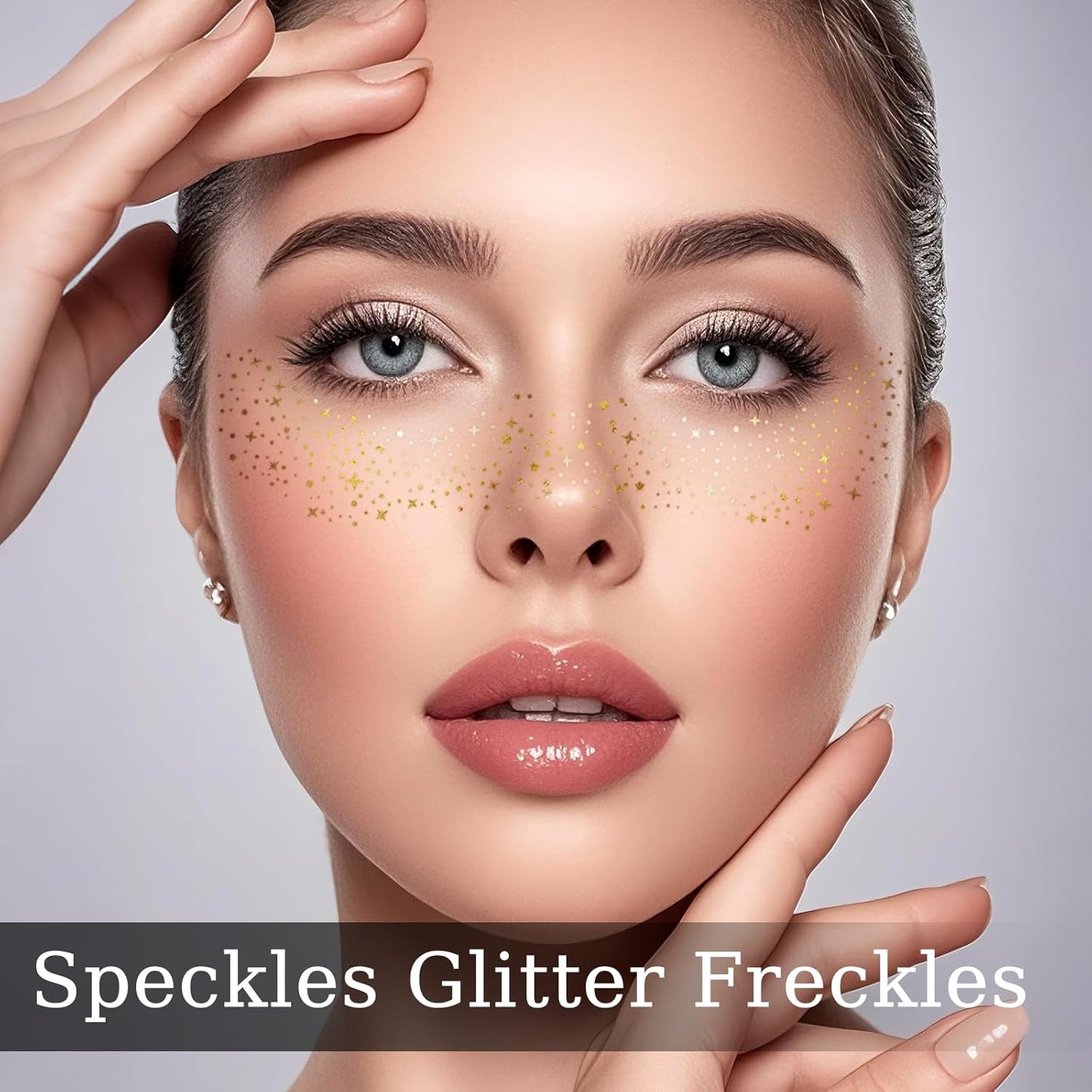 24 Sheets Gold and Silver Face Glitter Freckles Face Tattoo, Sparkle Speckles Patches Waterproof Temporary Tattoo, Glitter Fake Freckles Face Makeup Patches For Women Girls Festival Party Face Decor