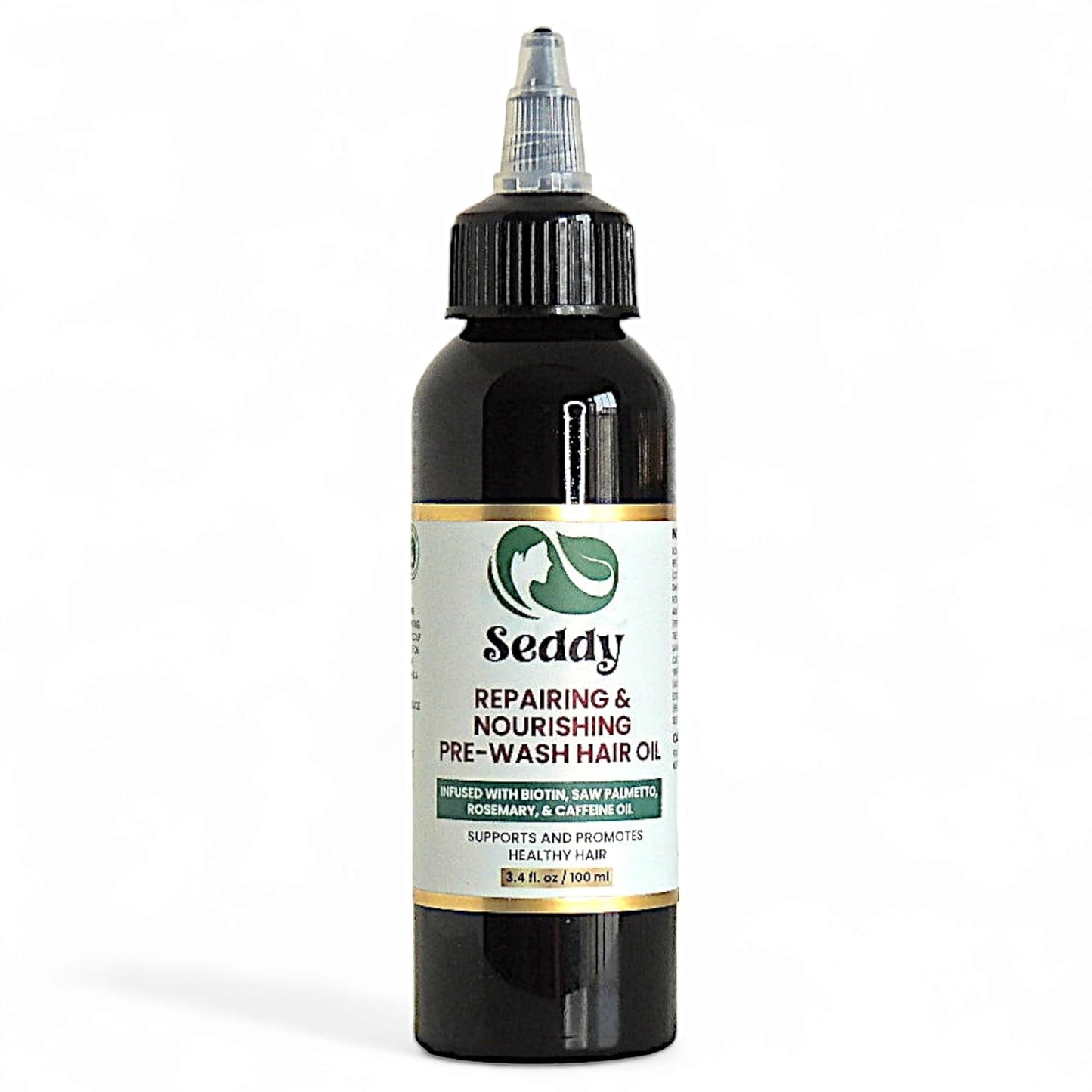 Seddy Pre-Wash Nourishing Treatment Oil for Dryness, Breakage, Split Ends With Castor, Biotin, Coconut, Rosemary, Caffeine Oil, Hair Strengthening Elixir - 3.4 Fl. Oz