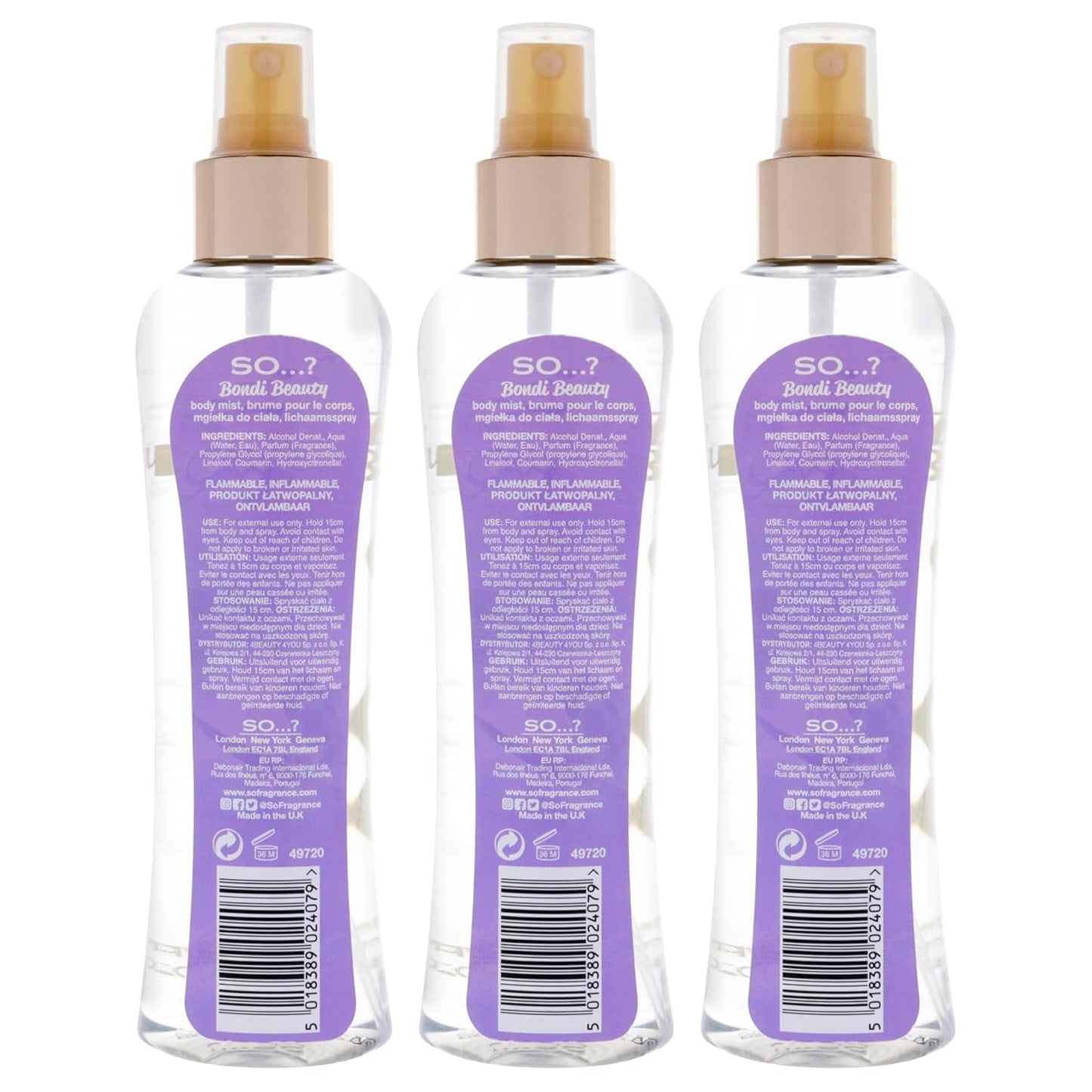 So...? Bondi Beauty Body Mist for Women - 6.9 oz Body Mist - Pack of 3