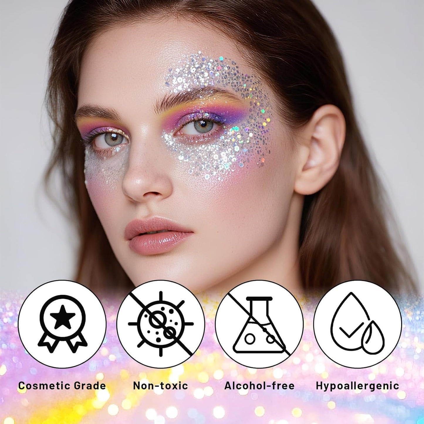 DAGEDA Silver Body Glitter Stick,Sparkly Face Glitter Makeup,Holographic Hair Glitters Mermaid Makeup Rave Outfits for Women, Shimmer Face Paint Stick Singer Concert Accessories