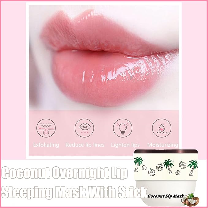 4 PCS Bee Lip Balm Lip Mask Honey Pot, Strawberry Cherry Coconut Mint Moisturizing Sleeping Lip Mask Overnight with Sticks, Lip Balm Exfoliating Prevention Dry and Crack Lip Scrubs