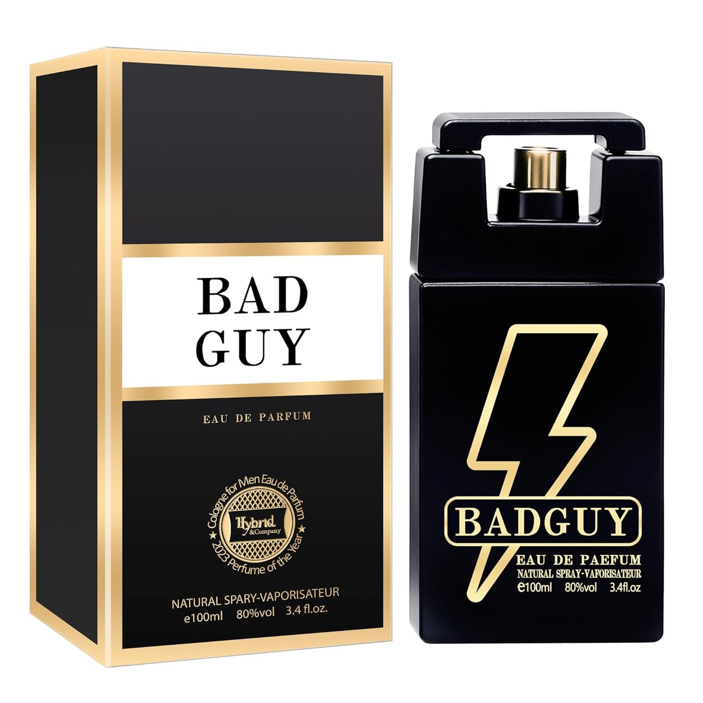 Hybrid & Company Bad Guy For Men Eau De Parfum - Men's Natural Spray Sophisticated Fragrance, Fresh and Elegant, 3.4 Fl Oz