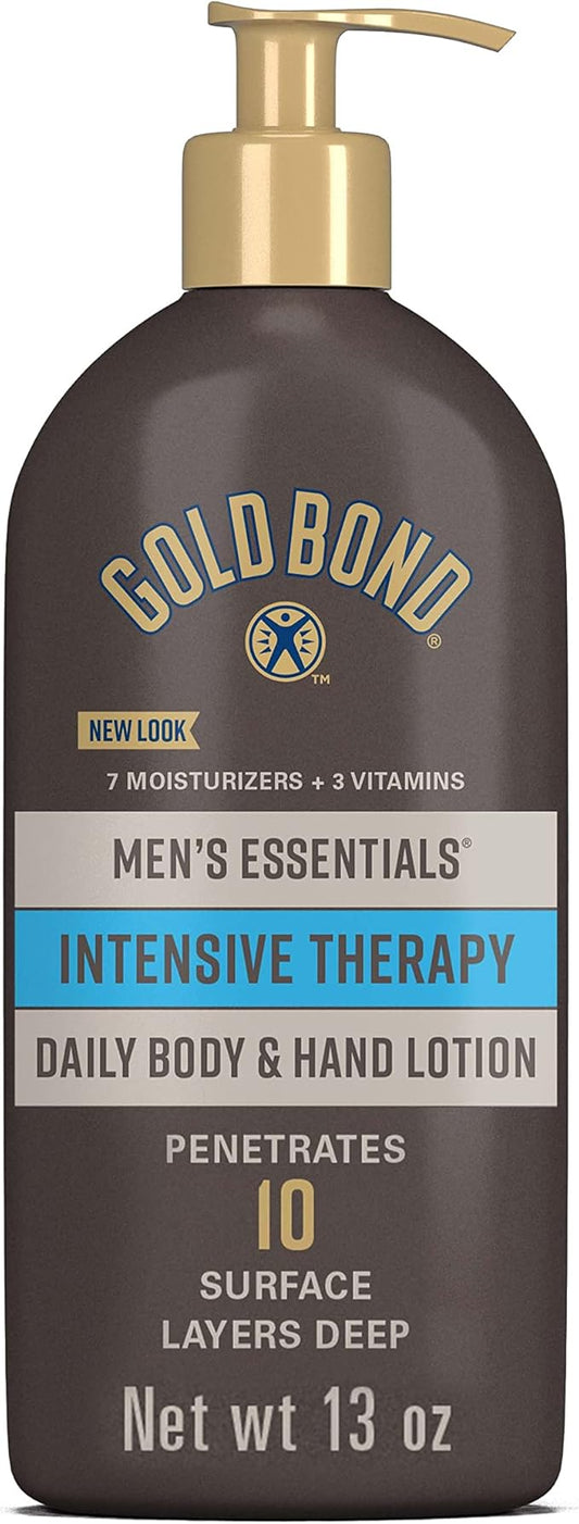 Gold Bond Men's Essentials Intensive Therapy Lotion, 13 oz., Daily Body & Hand Lotion With Aloe