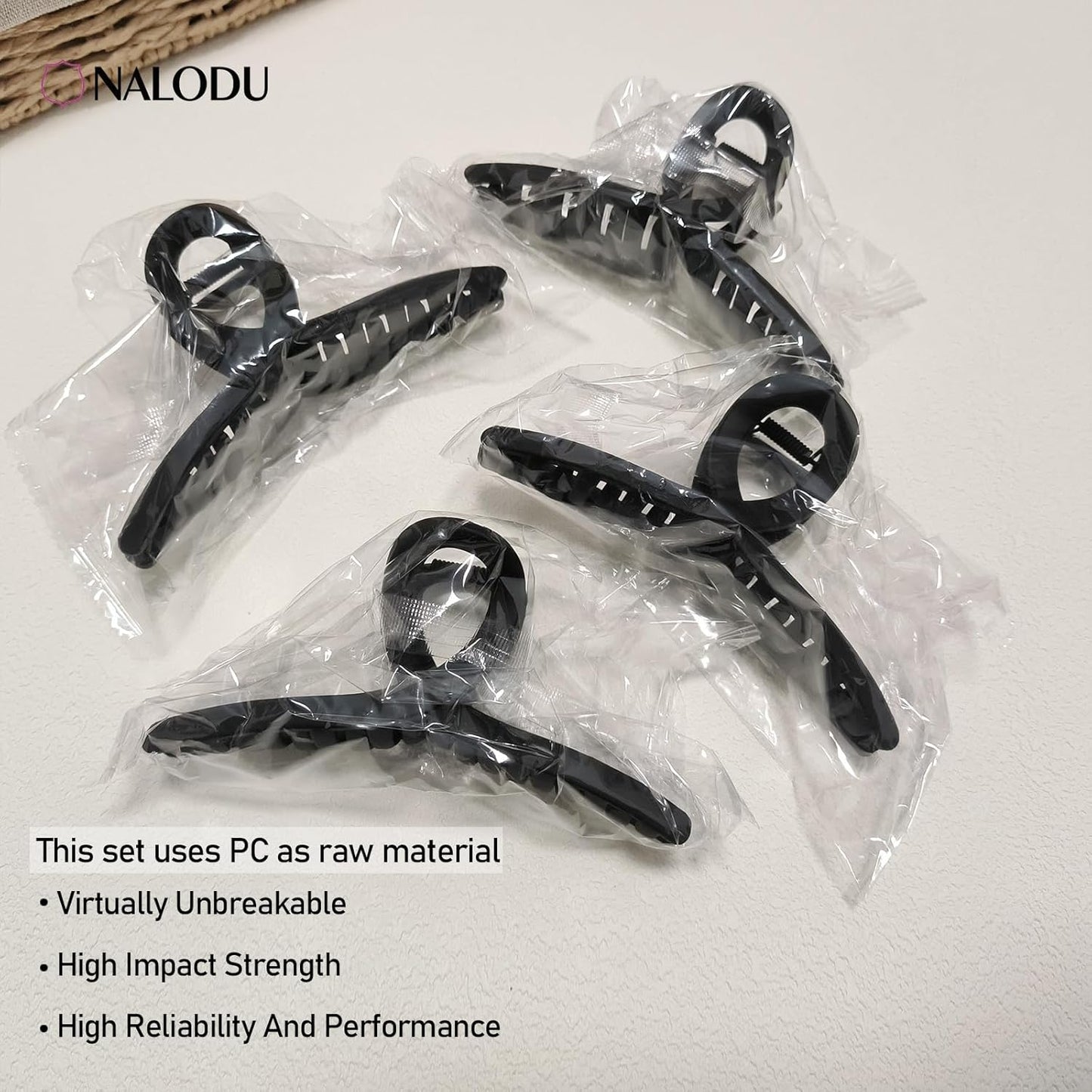 5 Inch Hair Claw Clips Extra Large No Slip Big Matte Jaw Clip for Long Curly Thick Hair Women, 4 Pack Black