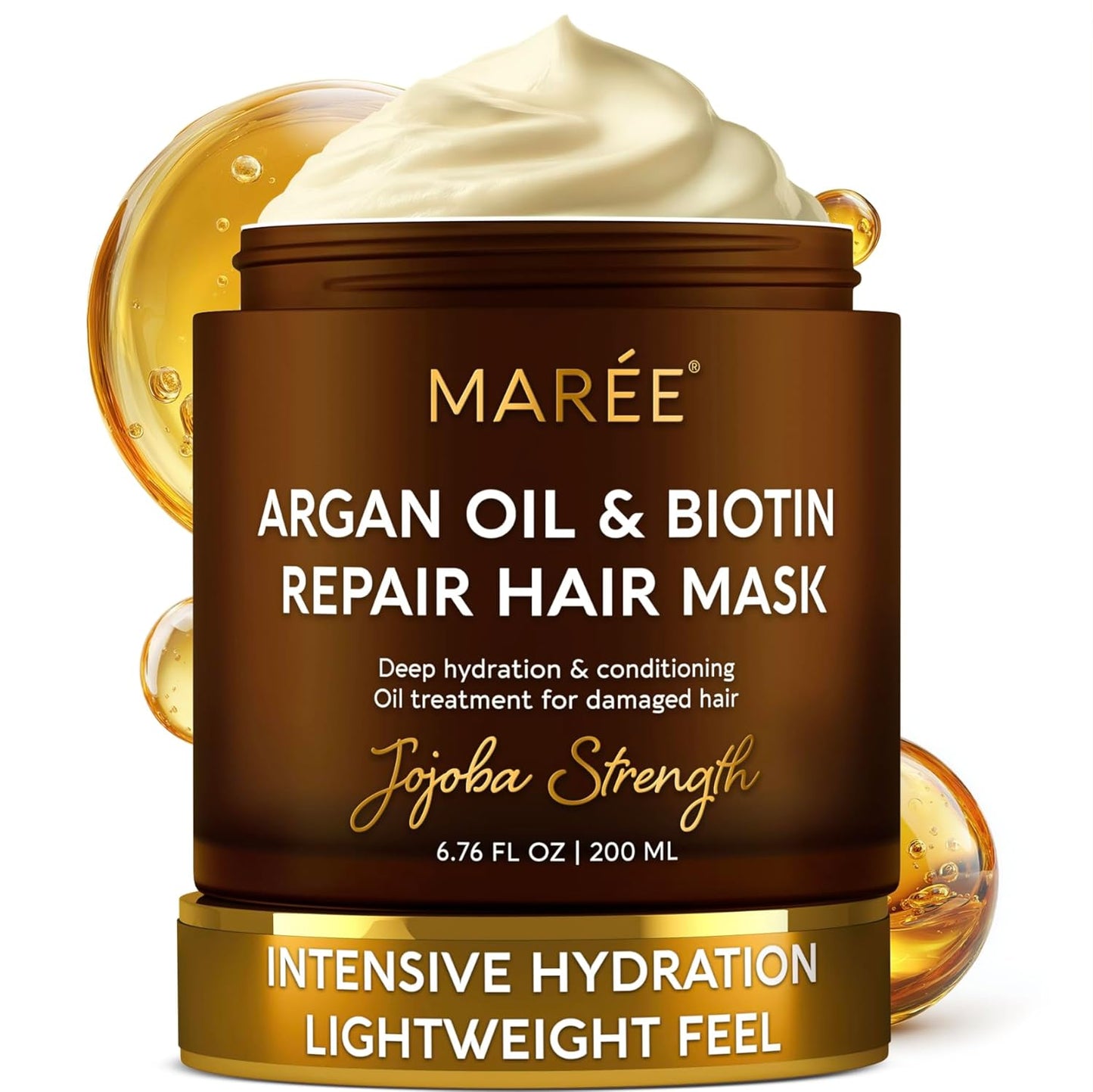 MAREE Deep Conditioning Hair Mask for Damaged Hair – Argan Oil & Biotin Jojoba Hair Treatment – Hair Repair Mask for Dry, Curly, Frizzy Color-Treated Hair Care – Mascarilla Para el Cabello Hidratante