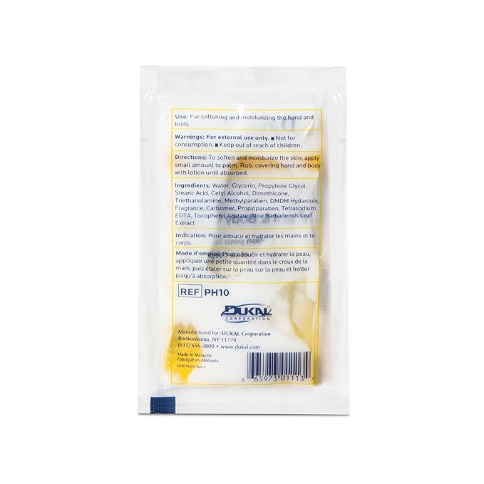 Dukal Moisturizing Lotion - 100 Pack, Hand & Body, Aloe & Vitamin E, Coconut Fragrance, 0.35 oz Single-Use, Alcohol-Free
