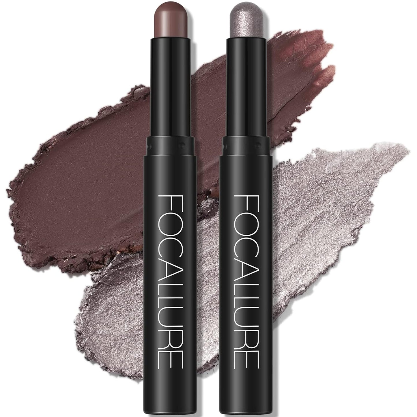 FOCALLURE 2 Pcs Cream Eyeshadow Stick,Brightener Eyeshadow Pencil Crayon,Highlighter Eye Shadow Stick Sets with Crease-proof Formula,Long Lasting Waterproof Eye Shadow Make Up,Nightingale