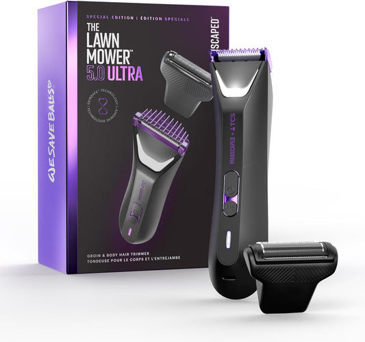 MANSCAPED® The Lawn Mower® 5.0 Ultra TCS Special Edition Men's Groin & Body Hair Trimmer – Dual-Head SkinSafe® Trimmer & Foil Blades, Waterproof Wet/Dry Groomer, USB-C Rechargeable with Travel Case