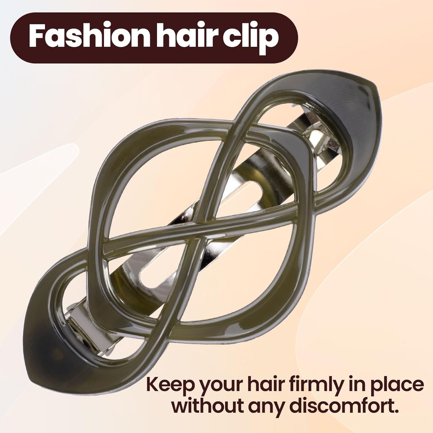 3 Pcs Vintage French Barrette Clips, Decorative Strong Hold Grip Barrette Hair Clip, No Slip Styling French Hair Accessories for Women (Coffee+Brown+Gray, Glossy)
