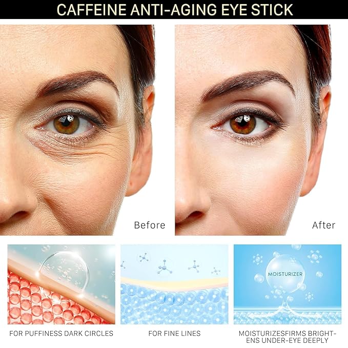 Caffeine Eye Cream for Dark Circles: Caffeine Under Eye Stick - Smooth Fine Lines Hydrate Eye Contour