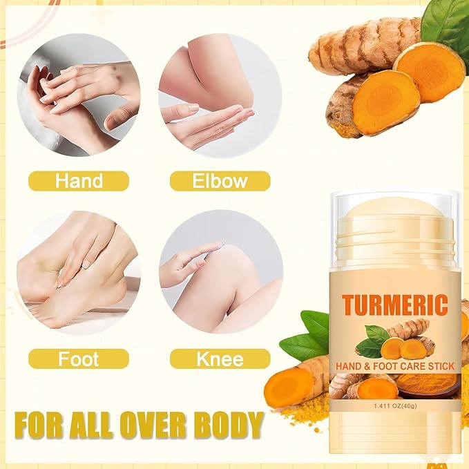 2Pcs Turmeric Foot Cream Set, Hydrating & Softening Hand and Foot Cream Balm Stick, Hand and Foot Cracked Heel Moisturizer, for All, Heel Balm Stick for Dry Elbows, 1.41 Oz Each