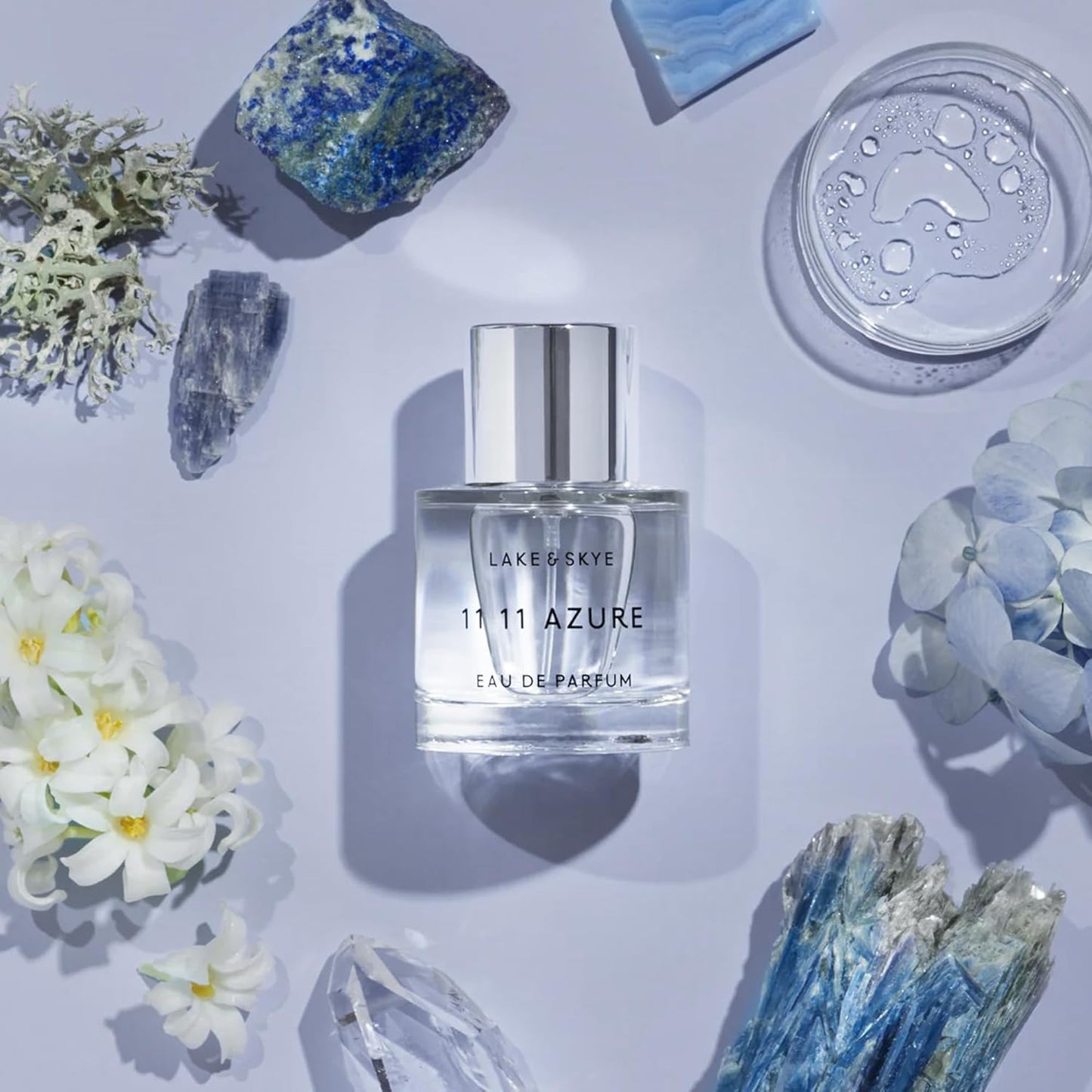 Lake & Skye 11 11 Azure Eau de Parfum 0.06 fl oz (2ml), Mini Perfume, Unisex Fragrance, Bright & Fresh Scent, Aquatic, Floral, and Musk Notes, with Essential Oils, Long-Lasting Fragrance