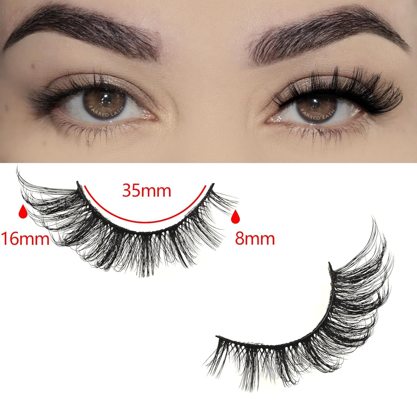 FARRED Natural Lashes Wispy False Eyelashes Fake Cat Eye Lashes Pack 10 Pairs Natural Look Lash Strips Fluffy Mink Eyelash Full Strip Lashes (C2 | 8-16MM)