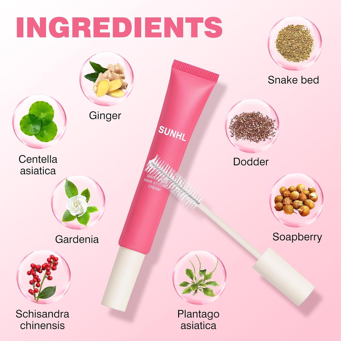 Sunnyholiday Styling Cream for Hair, Taming Wand 3-in-1 Formula Controls Flyaways, Smooths Frizz & Styles Edges Lightweight Hold, No Flaking, Slick Back Hair Products for All Hair Types (0.6 oz.).