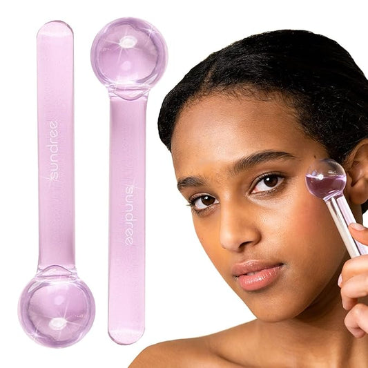 sundree Cooling Facial Ice Globes | Reduce Puffiness | Tighten Skin | Improve Circulation | Freezer Safe | Bundle (2 - Pack) (Lilac)