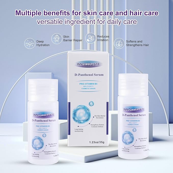 Pure D-Panthenol Serum, 99% Concentration,1.23oz,35g – Hydrating Multi-Use Formula for Sensitive Skin & Hair, DIY-Friendly Skincare Base