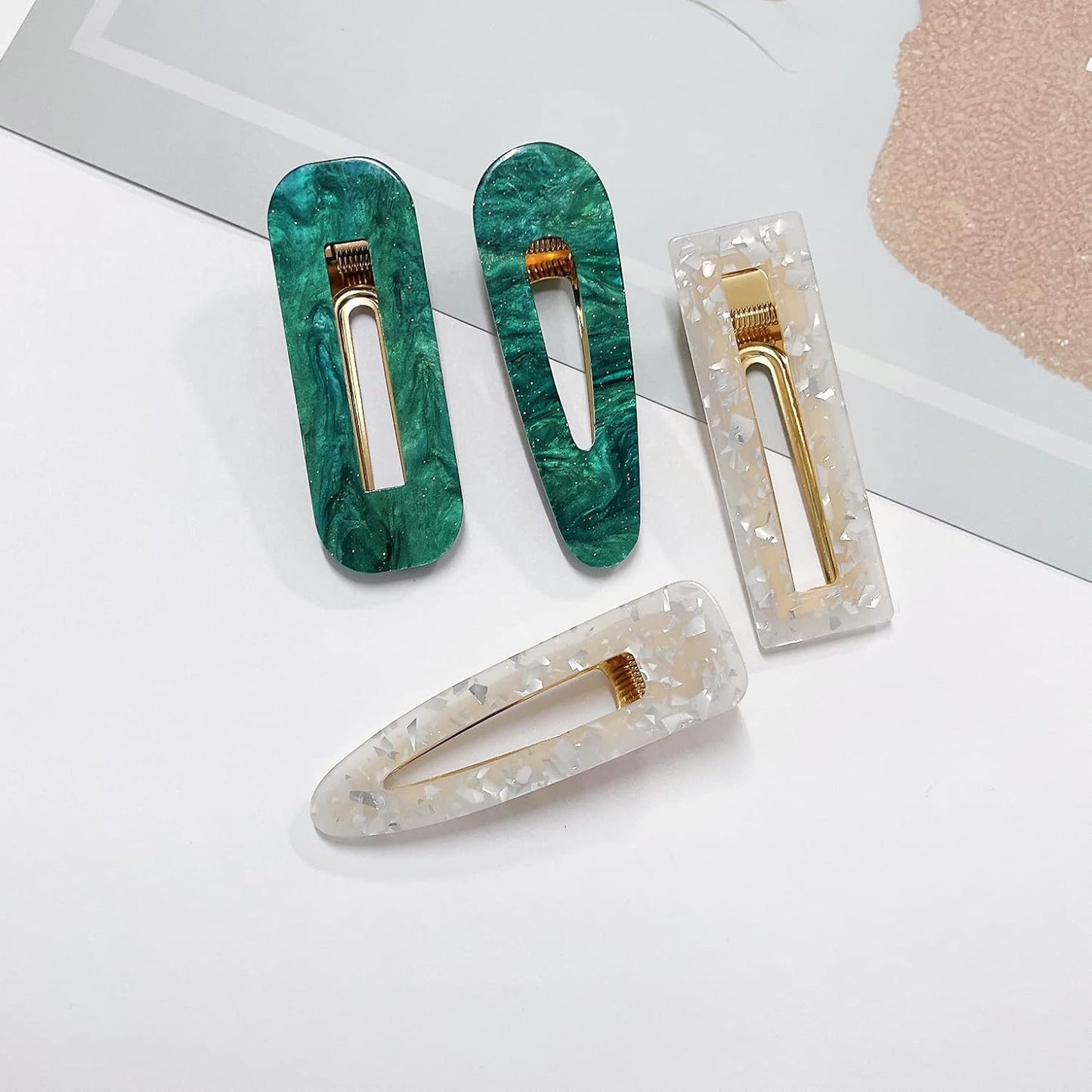 12 Pieces Acrylic Resin Marble Hair Clips Set, Decorative Pearls Hair Barrettes Sweet Decorative Bobby Pins Hairpin Headwear Hair Accessories Headwear for Women and Girls…