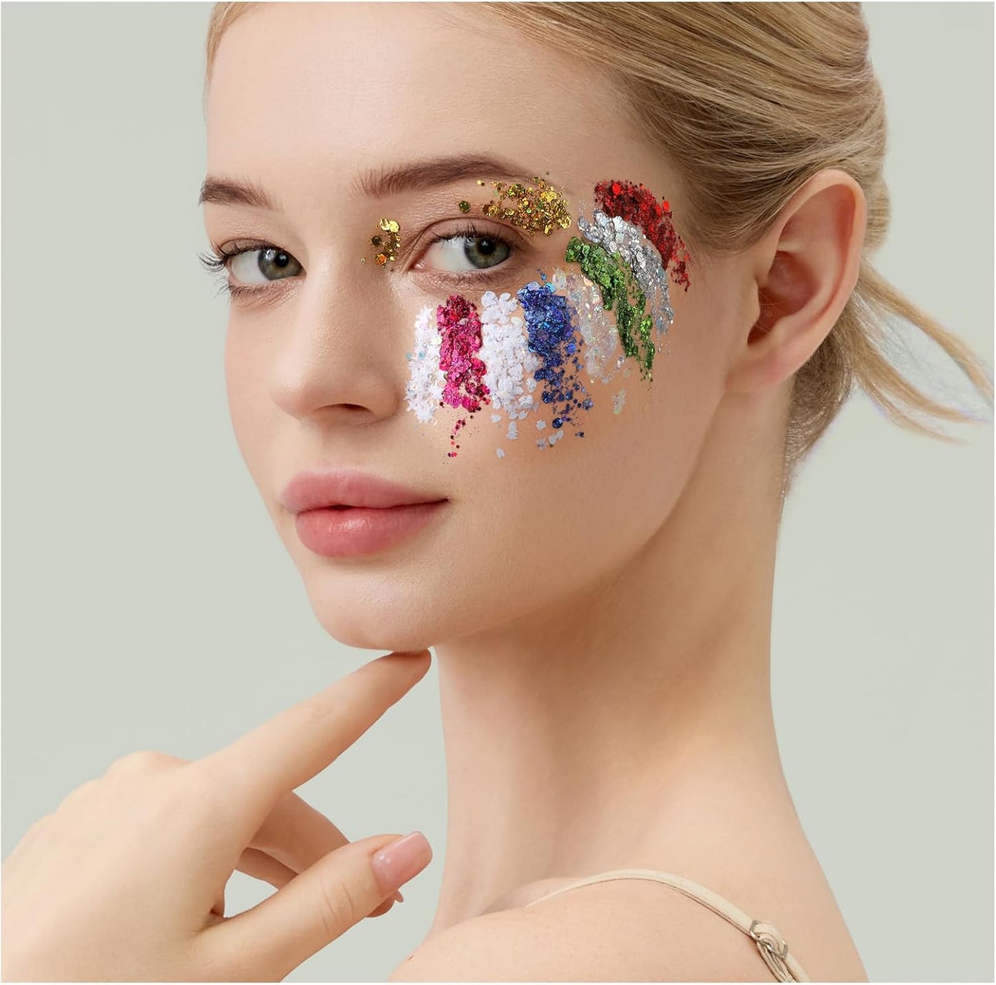 Teenitor Face Glitter, 9 Jars Body Glitter Gel, 9 Colors Makeup Gel Glitter for Face and Body, Hair