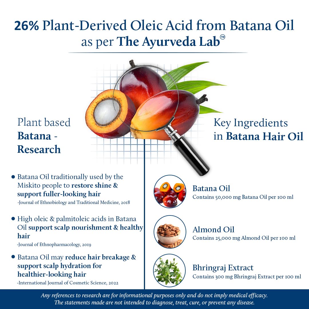 Blue Nectar Batana Oil for Thicker Hair | Pure Honduras Batana for Hair Growth with Organic Almond | Ayurvedic Hair Growth Oil for Stronger Hair (12 Herbs, 6.76 FlOz)