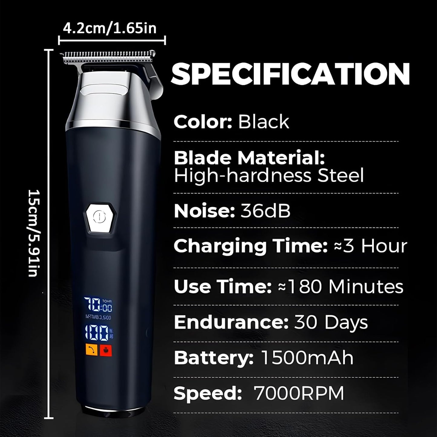 Household Digital Display Professional Electric Hair Clipper Set, Clippers and Trimmers Set with Maquinas De Cortar Pelo Profesionales Wall, Geta Clean, Fresh Haircut at Home (1 Set)