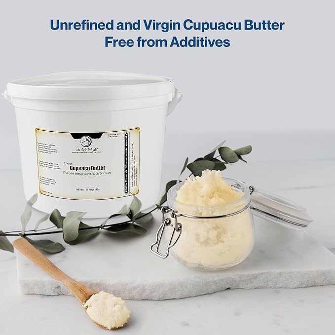 uh*Roh*Muh 100% Pure Virgin Half Gallon Cupuacu Butter from Brazil - Unrefined, Ultra-Moisturizing & Nourishing for Skin and Hair - Ideal for DIY Skincare & Haircare (Net Wt: 1.6 kg/ 3.5 lbs)