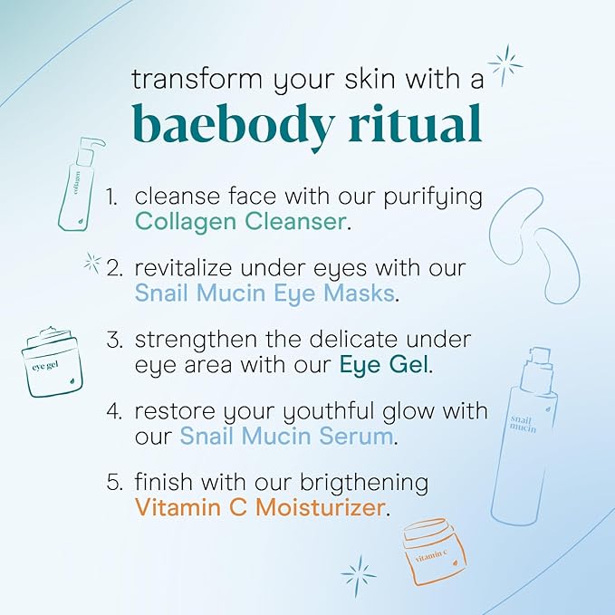 Baebody Snail Mucin Serum Moisturizer 3.38 fl.oz 100ml, Hydrating Serum for Face with Collagen - Snail Mucin Moisturizer for Youthful Smooth Skin