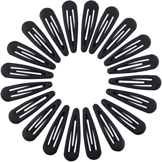 Small Hair Barrettes For Women No Slip Metal Snap Clips For Thin And Fine Hair,Matte Black,20 PCS,1.97 x 0.5 Inch.