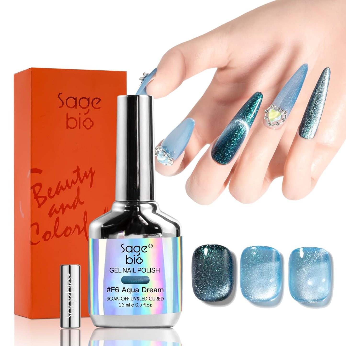 Cat Eye Gel Nail Polish, 15ml Magnetic Gel, High-Gloss Finish, Long-Lasting, DIY Manicure Kit with Magnet Stick, Stunning 3D Magnetic Effect, 04