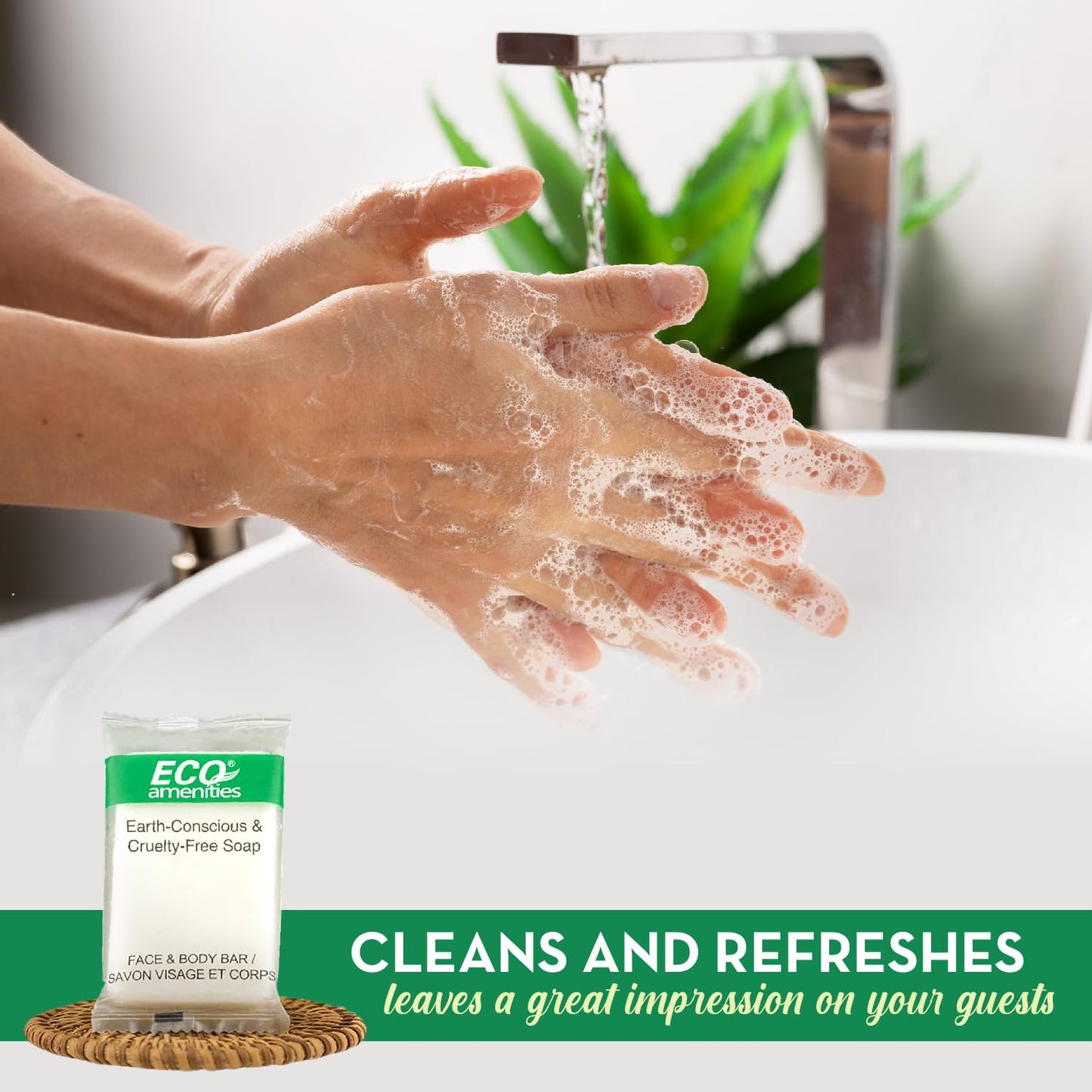 ECO amenities Travel Soap Bar - 0.5 oz, 200-Count, Green Tea Scent - Travel Essentials & Mini Soap Bars - Individually Wrapped - Hotel Toiletry Kit