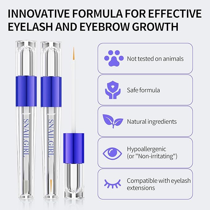 Lash & Brow Growth Serum Kit - Visible Growth in 4 Weeks, 3-Month Supply, Natural Plant Extracts for Longer Eyelashes & Fuller Eyebrows, Gentle Non-Irritating Formula (3ml x 2)