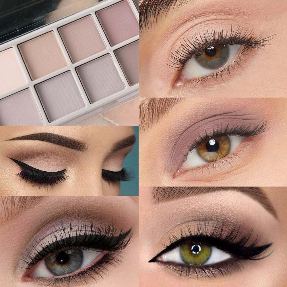 10 Color Matte Eyeshadow Palette | 10 Soft-Focus Matte Shades in Grey-Brown & Neutral Taupe | Silky Powder Blends Like Cream | Natural-Looking Nude Makeup for Mature Skin | Day to Night Wear