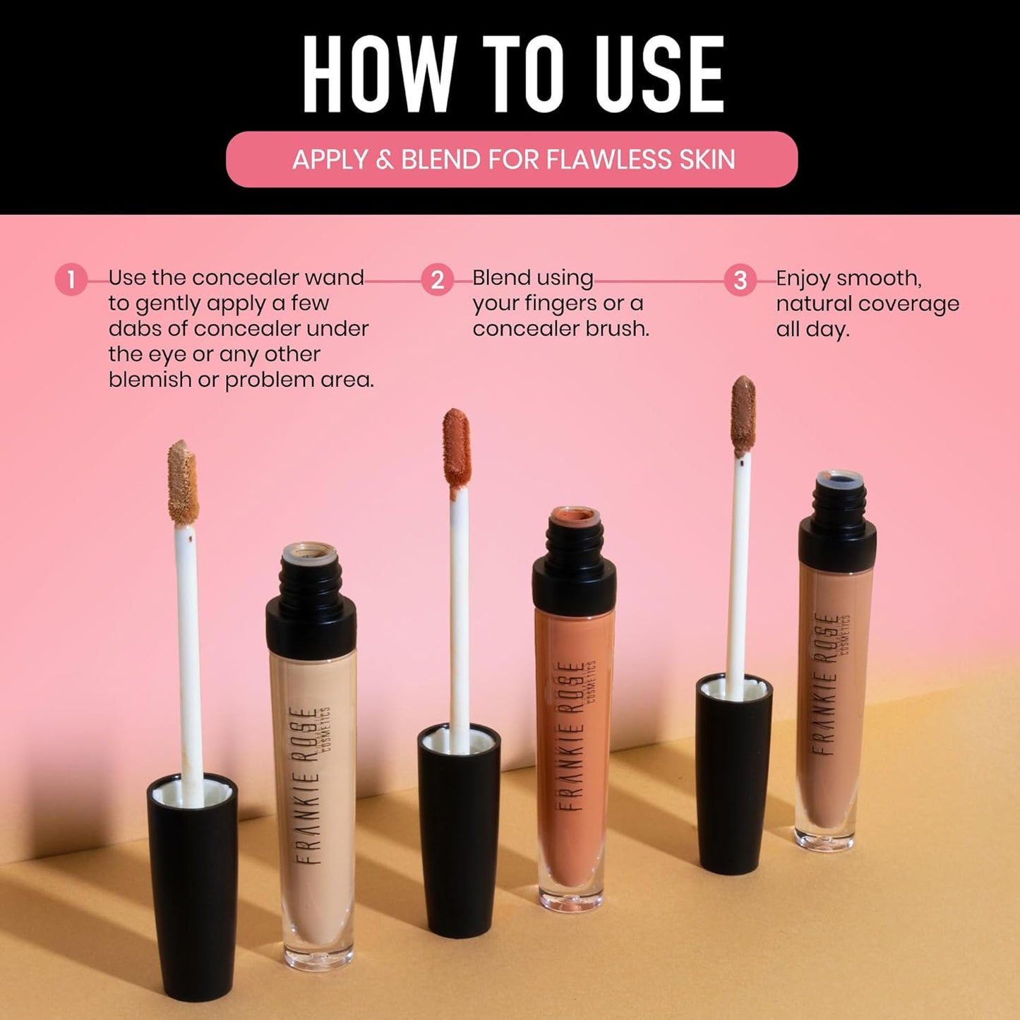 Frankie Rose Cosmetics Our Lil’ Secret Concealer - Full, Long Lasting Coverage for Dark Circles and Fine Lines - Easy to Blend - Soft, Smooth Complexion - Chai