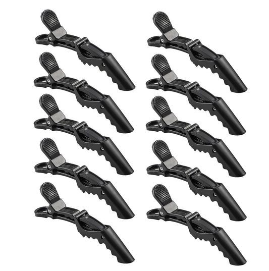 10pcs/set Multicolor Croc Clips Transparent Plastic Hairdresser Clips Hair Styling Sectioning Barrettes Professional Non Slip Alligator Clips Salon DIY Accessories Hairpins (10pcs-Black-1)
